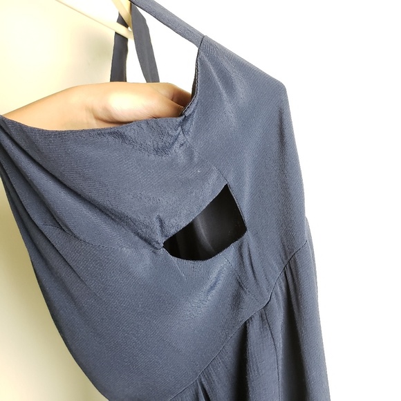 Bershka Navy Cut Out Wide Leg Jumpsuit - Picture 5 of 8